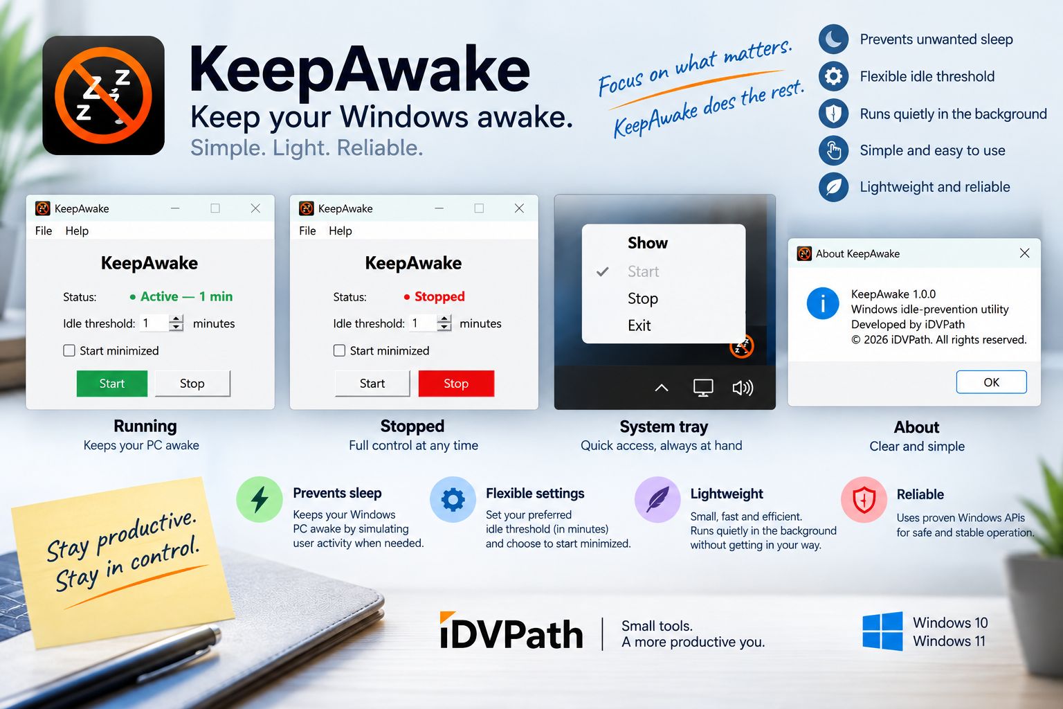 KeepAwake utility overview on Windows